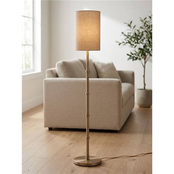 Light Brown Metal and Cloth Floor Lamp