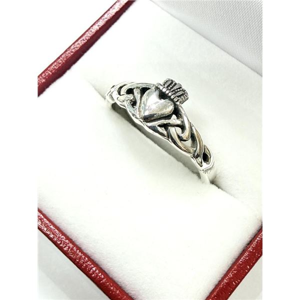 Sterling Silver Claddagh Ring, Size 6, W/A$255.00.