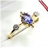 Image 2 : Gold Plated Sterling Silver Natural Tanzanite and CZ Ring, Size 7.75,W/A $350.00. Tanzanite is the b