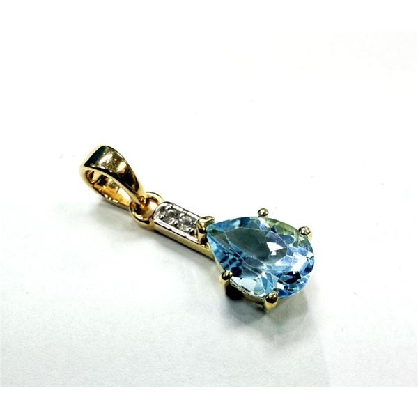 Gold Plated Sterling Silver Natural Blue Topaz and CZ Pendant, W/A $550.00. Blue Topaz is the births