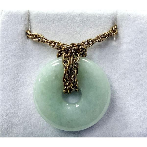 Natural Jadeite Pendant with Brass Chain, Retail $350.00.