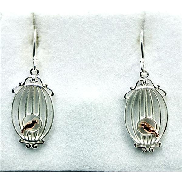 Sterling Silver and Rose Gold Plated Bird Element Earrings, W/A $350.00.