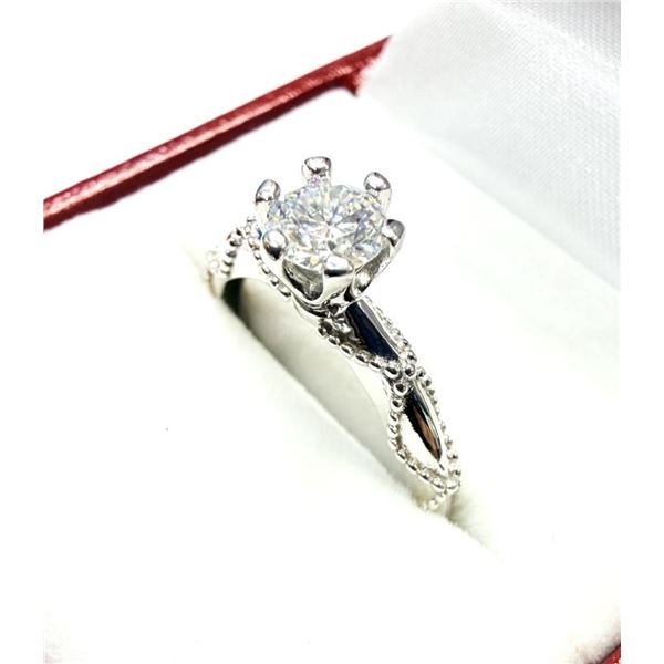 Sterling Silver Moissanite Ring, Size 6.75, W/A $250.00.