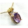 Image 3 : Gold Plated Sterling Silver Natural Amethyst with CZ Necklace, W/A $450.00. Amethyst is the birthsto