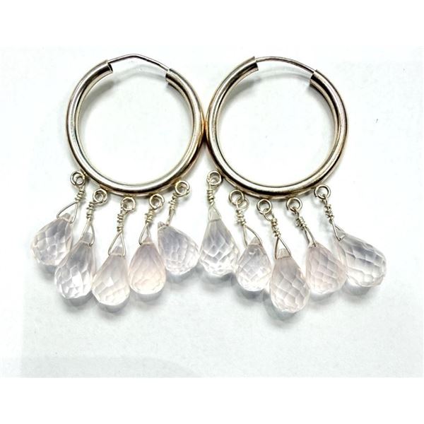 Sterling Silver Natural Rose Quartz Earrings, W/A $850.00.
