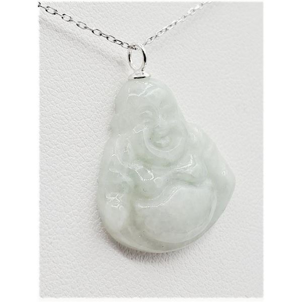 Sterling Silver Natural Jadeite Laughing Buddha Pendant, W/A $650.00.