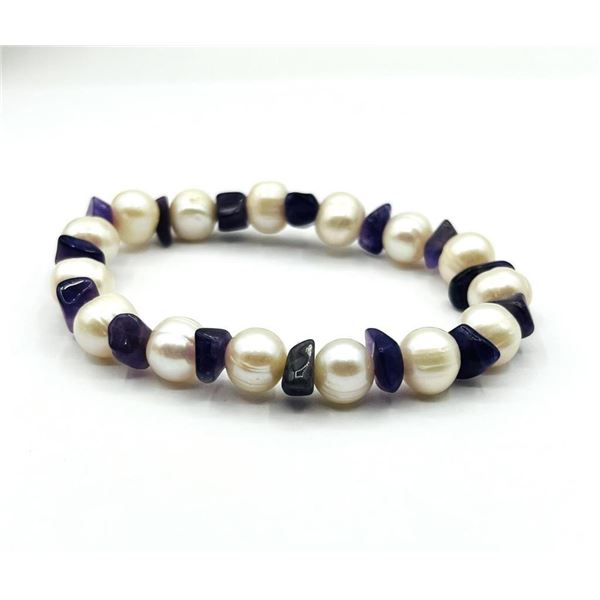 Freshwater Pearl Beads Amethyst Bracelet, Retail $150.00.