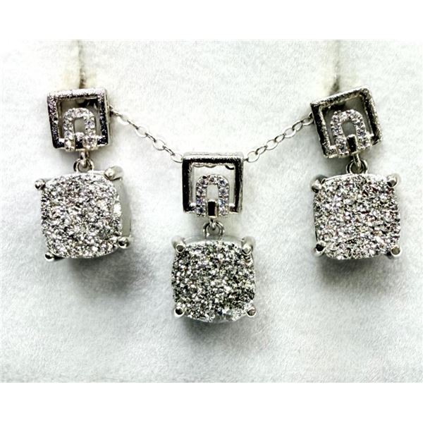 Sterling Silver Natural Dyed Druzy Earrings and Necklace, W/A $850.00.