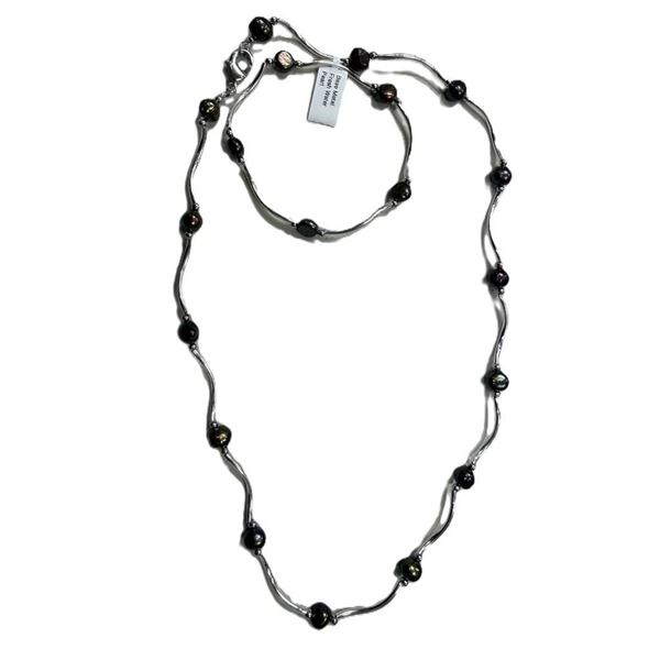 Silver Cultured Pearl Necklace and Bracelet, W/A $300.00.
