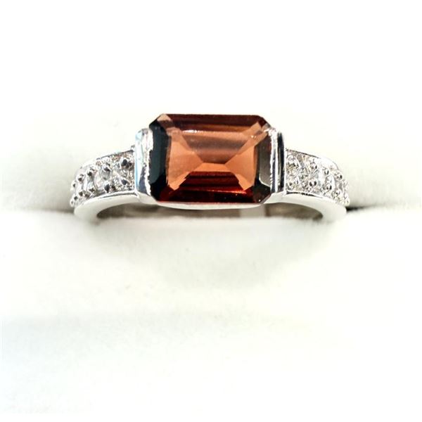 Sterling Silver Natural Garnet Ring, Size 7.5, Retail $400.00. Garnet is the birthstone for January.