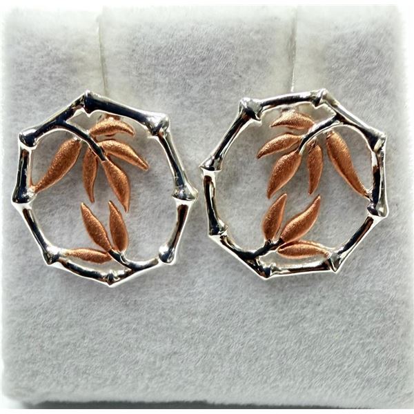 Sterling Silver Bamboo-themed Earrings, Retail $80.00.