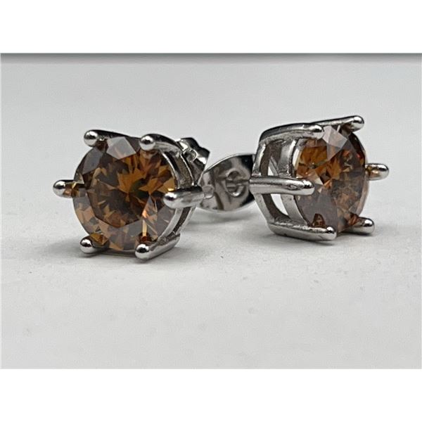 $1,975.00 - 4.00 CT TW GRA CERTIFIED ROUND BRILLIANT CUT MOISSANITE 925 SILVER EARRINGS