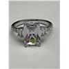 Image 1 : 2.0 Carat Emerald Cut Solitaire .925 Silver Ladies Ring Size 7