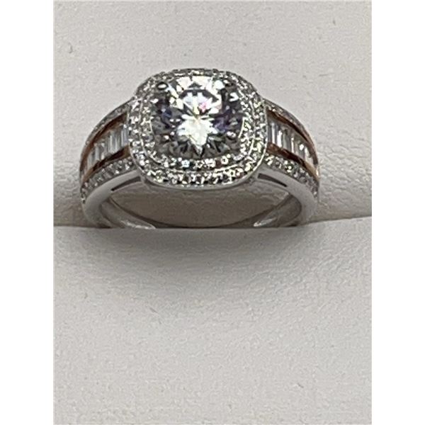 $1,575.00 - 2.00 CT GRA CERTIFIED ROUND BRILLIANT CUT MOISSANITE ROUND HALO IN SHANKS SET IN 925 SIL