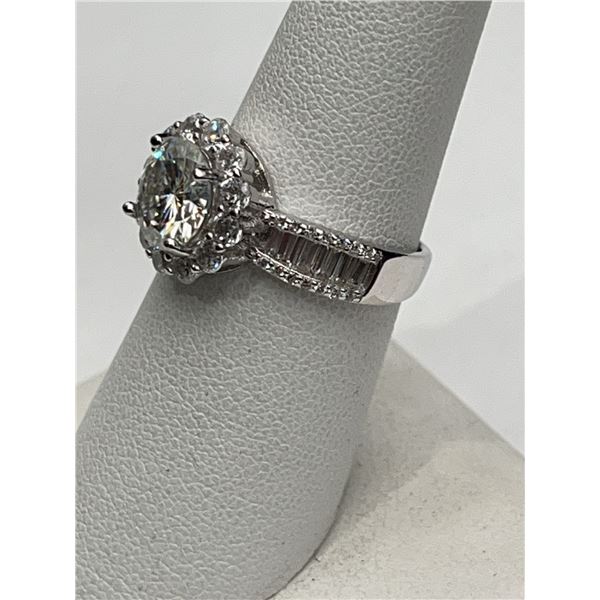 $1,550.00-2.00 CT GRA CERTIFIED ROUND BRILLIANT CUT MOISSANITE 925 SILVER RING SIZE 6.25