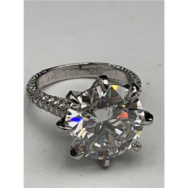 $5,150.00-10.00 CT GRA CERTIFIED ROUND BRILLIANT CUT MOISSANITE 925 SILVER RING SIZE 6.75