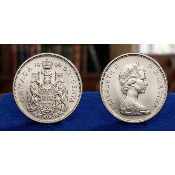 1966 Canada 50 Cents Silver Coin