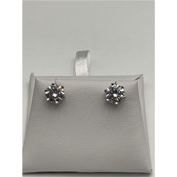 $2,250.00 - 4.00 CT TW GRA CERTIFIED ROUND BRILLIANT CUT MOISSANITE 925 SILVER EARRINGS WITH SCREW B