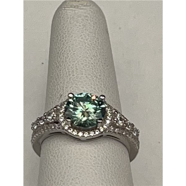 $1,470.00 - 3.00 CT TW GRA CERTIFIED ROUND BRILLIANT CUT MOISSANITE 925 SILVER RING SIZE 7.25