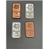 Image 2 : 1 Gram Fine Silver and Copper Bars Set - LOT of 4