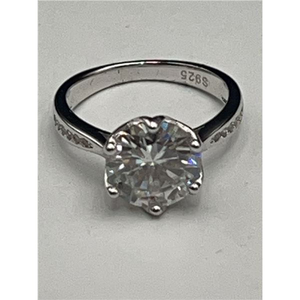 $1,850.00 - 3.00 CT GRA CERTIFIED ROUND BRILLIANT CUT MOISSANITE 925 SILVER RING SIZE 5