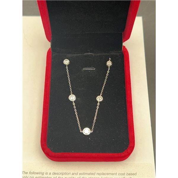 $975.00 - 2.50 CT TW GRA CERTIFIED ROUND BRILLIANT CUT MOISSANITE BEZEL SET IN 925 SILVER NECKLACE
