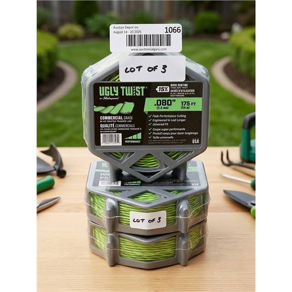Ugly Twist .080" 175 ft Trimmer Line, 3 Pack