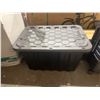 Image 4 : Lot of 2 - Black Plastic Storage Tote With Gray Lid