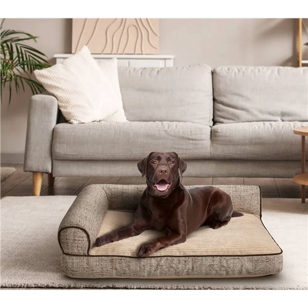 Upholstered Bed Headboard, Beige Fabric
