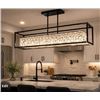Image 1 : Rectangular Crystal and Metal Ceiling Light 35x9.5x18"