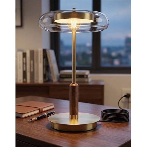 Brass and Glass Modern Desk Lamp
