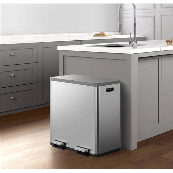 EKO 42L+42L Dual Compartment Stainless Steel Step Can