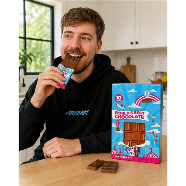 MrBeast World's Best Chocolate Bars, Milk Chocolate 10 x 60g