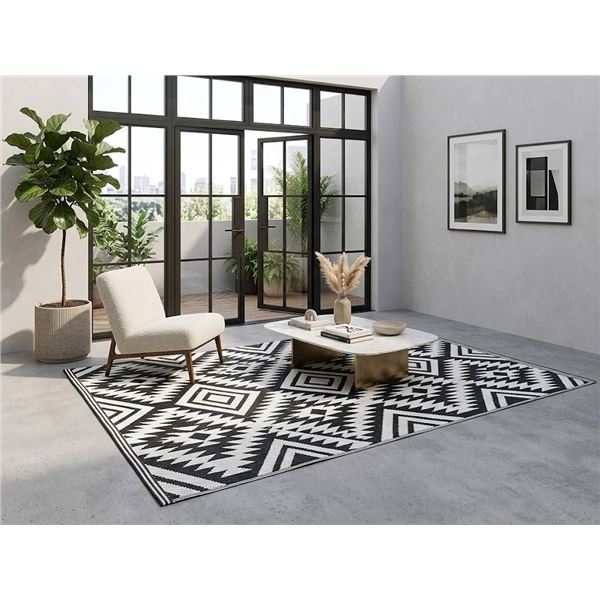 Lanart Sonoma Rug 5x8 ft Black/White