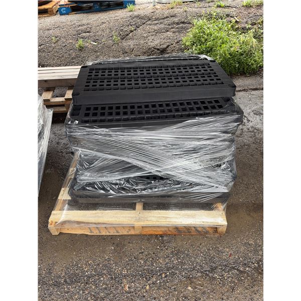 Stack of Black Plastic shop shelving