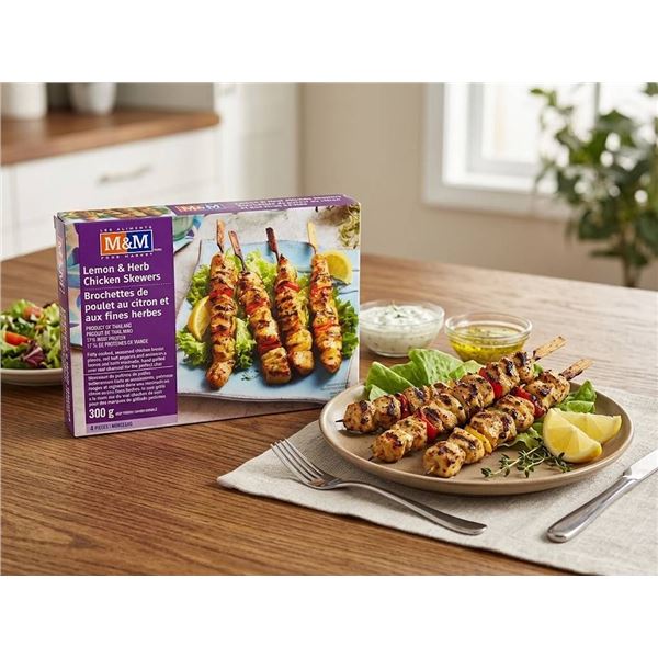 M&M Lemon & Herb Chicken Skewers Trio, 4 x 300g