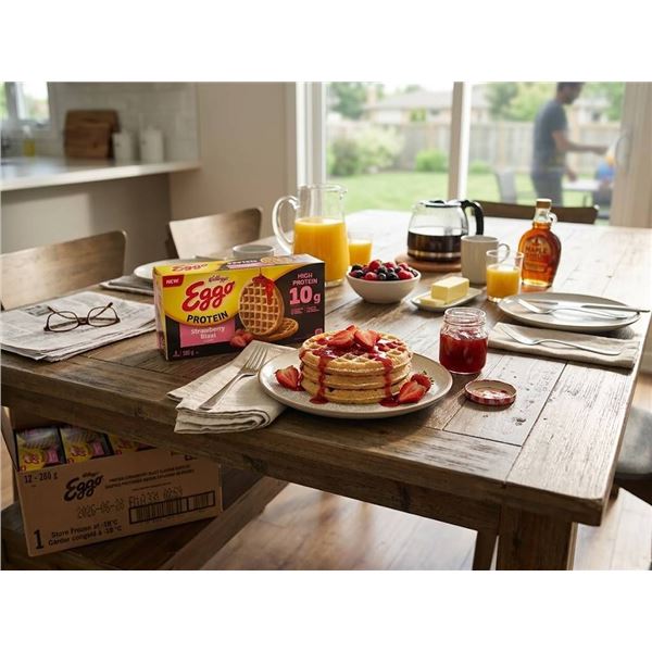 Kelloggâ€™s Eggo Protein Strawberry Blast Wafï¬‚e 12 x 280g