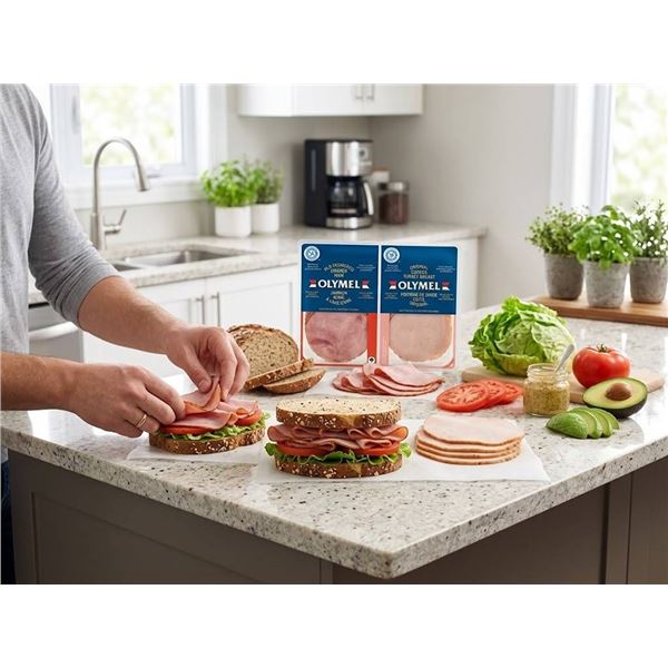 Olymel Old Fashioned Smoked Ham and Original Cooked Turkey Breast, 7 x 250g