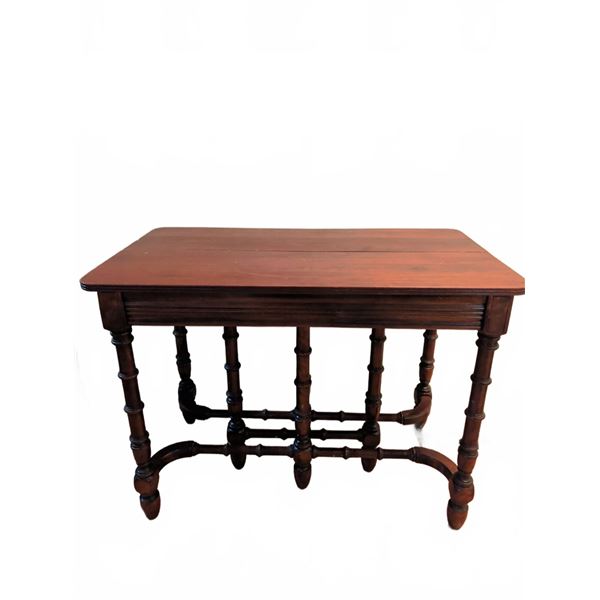 Extendable Dark Wood Table with Turned Legs