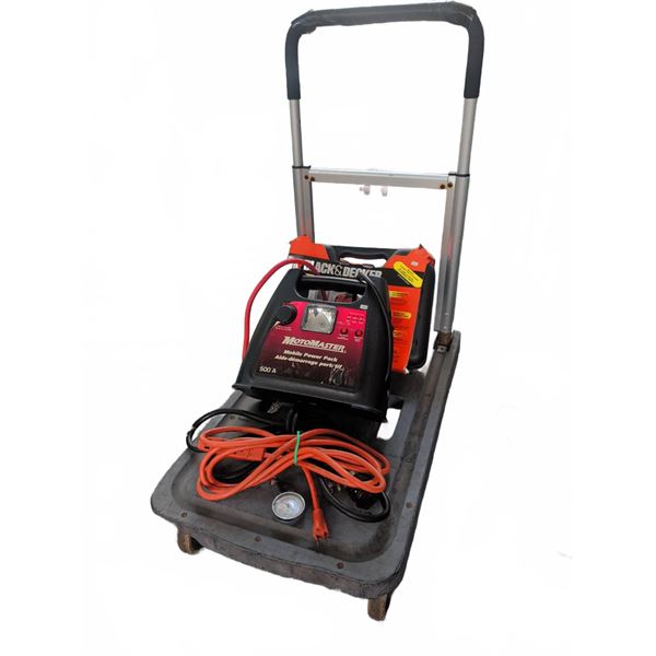 MotoMaster Power Pack, Black+Decker Saw, and Folding Cart Bundle