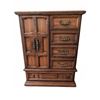 Image 1 : Wooden Chest of Drawers with Side Cabinet and Brass Hardware