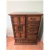 Image 2 : Wooden Chest of Drawers with Side Cabinet and Brass Hardware