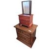 Image 1 : Jewellery Box With Mirror And Two-Drawer Wood Nightstand