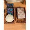 Image 10 : Decor Lot with Wooden Stool, Ceramic Jar, and Accessories