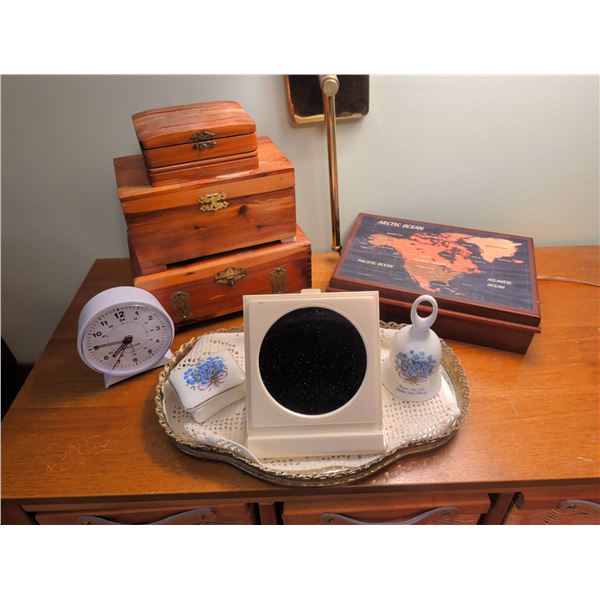 Jewelry Boxes, Trinket Tray, Vintage Alarm Clock, Vanity Items