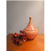 Image 10 : 3 Ceramic Pieces: Leaf Bowl, Vase, and Lidded Jar