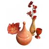 Image 1 : 3 Ceramic Pieces: Leaf Bowl, Vase, and Lidded Jar