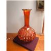 Image 3 : 2 Amber Carnival Glass Vases, Small Wooden Vase, and Lined Journal