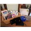 Image 2 : Lot: Stockings, Gloves, Glassware, Basket & Travel Bags