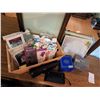 Image 3 : Lot: Stockings, Gloves, Glassware, Basket & Travel Bags